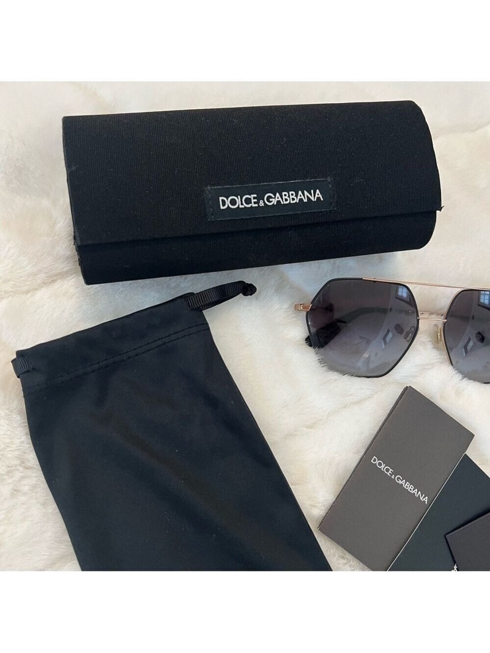 Dolce & Gabbana DG2157 Gold Aviator Polarized Polygon Sunglasses Black - Picture 3 of 15